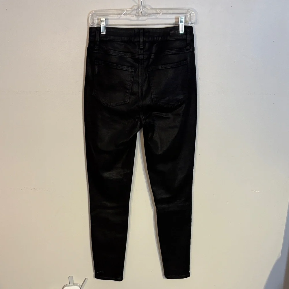 PAIGE Hoxten Ultra skinny Black shiny jeans size 28 like new - Picture 6 of 10